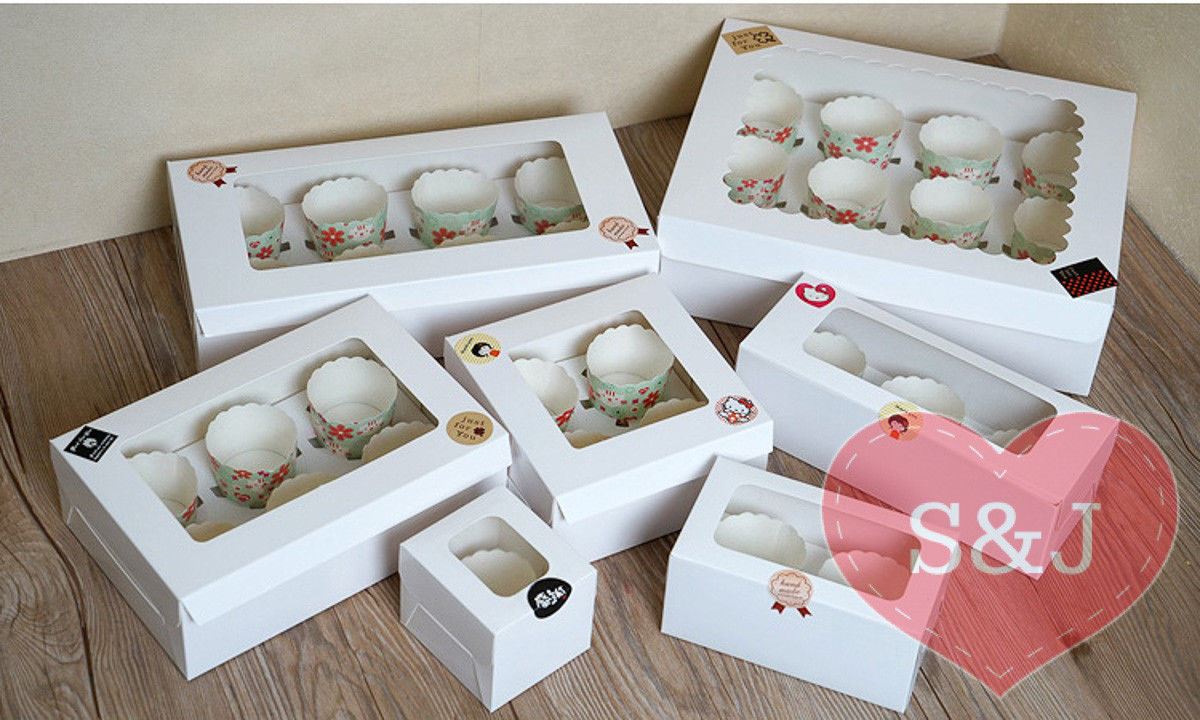 White Cupcake Holder Box - 1/2/4/6/12 Holes - Pack of 50