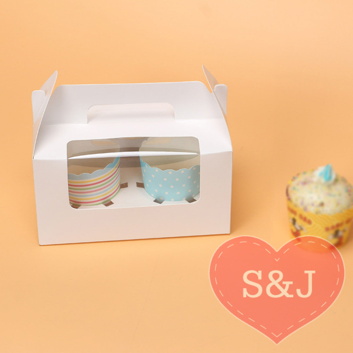 1/2/4/6 Holders Cupcake Box - White/Brown - Pack of 10