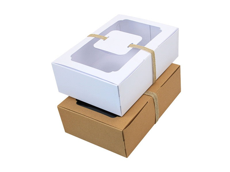 Cookie box - 22x15x7cm - White/Black/Kraft - Set of 12