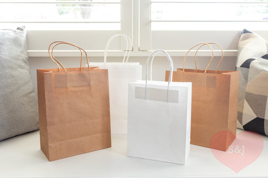 Paper Bags - White/Brown/Black - Pack of 50