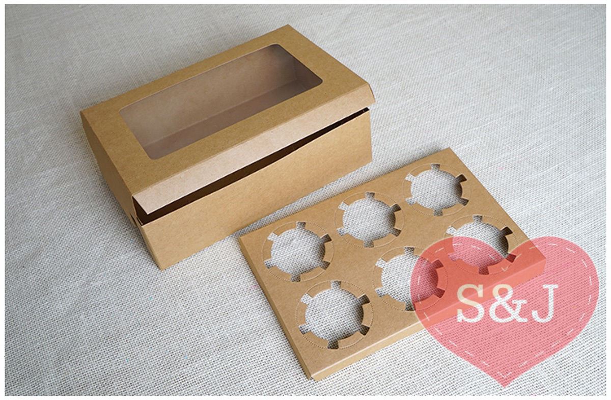 Kraft Cupcake Box - 2/4/6 Holes - Pack of 20