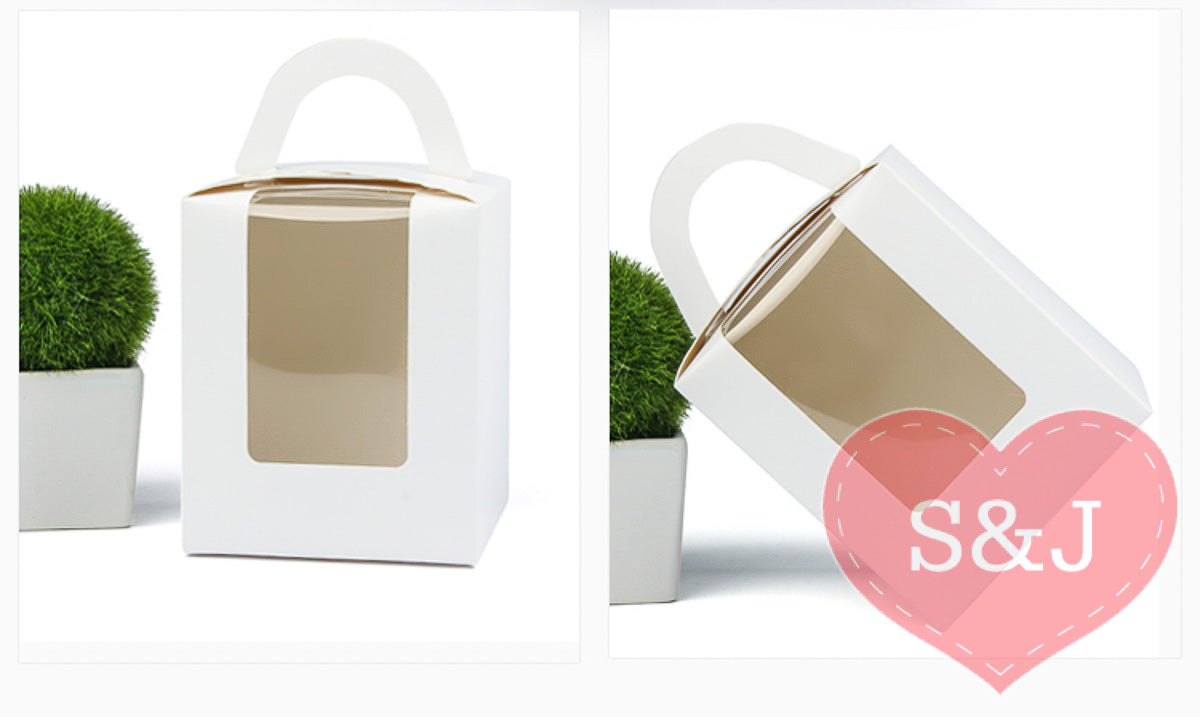 1/2/4/6 Holders Cupcake Box - White/Brown - Pack of 10