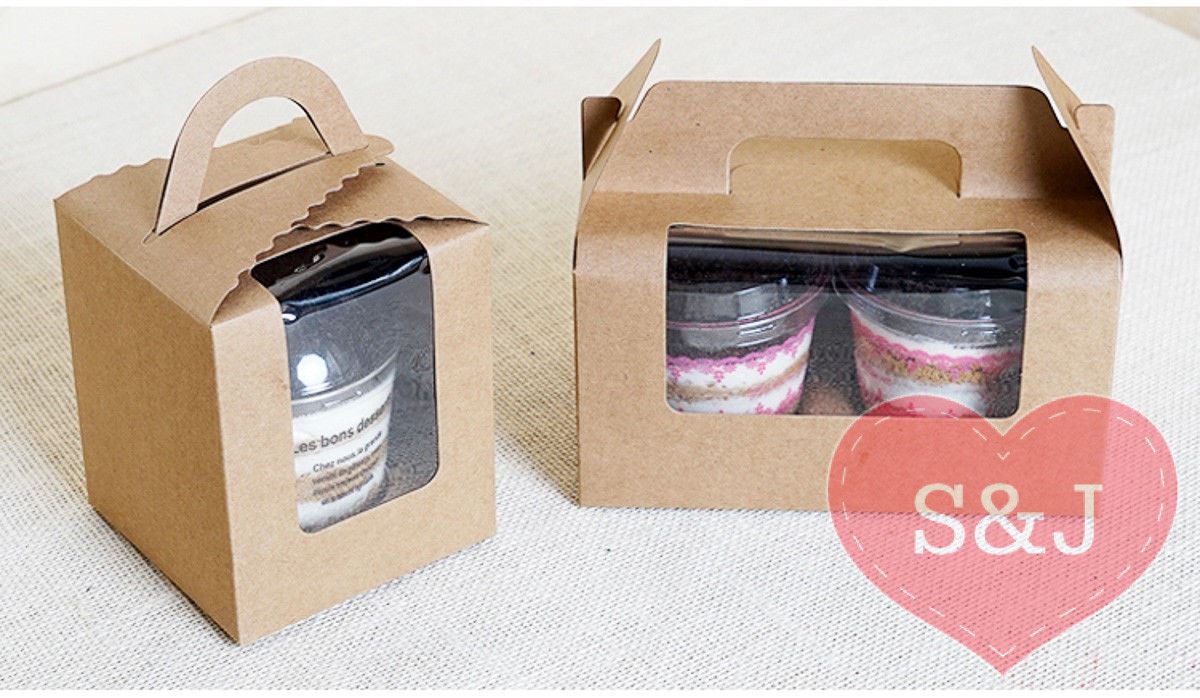 1/2/4/6 Holders Cupcake Box - White/Brown - Pack of 10