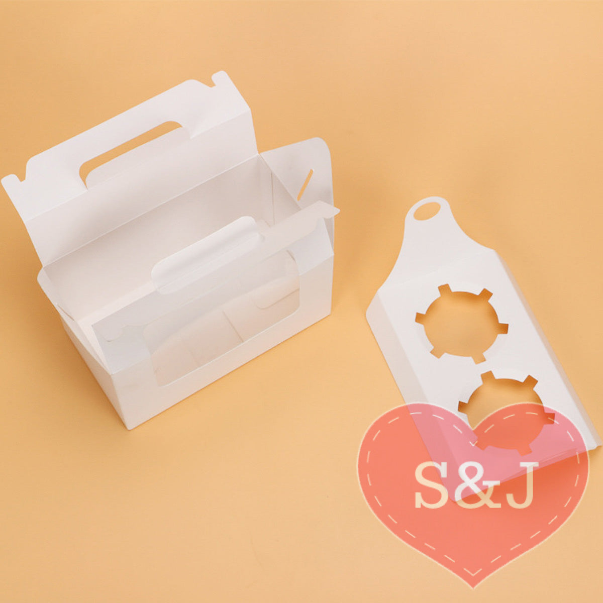 1/2/4/6 Holders Cupcake Box - White/Brown - Pack of 10