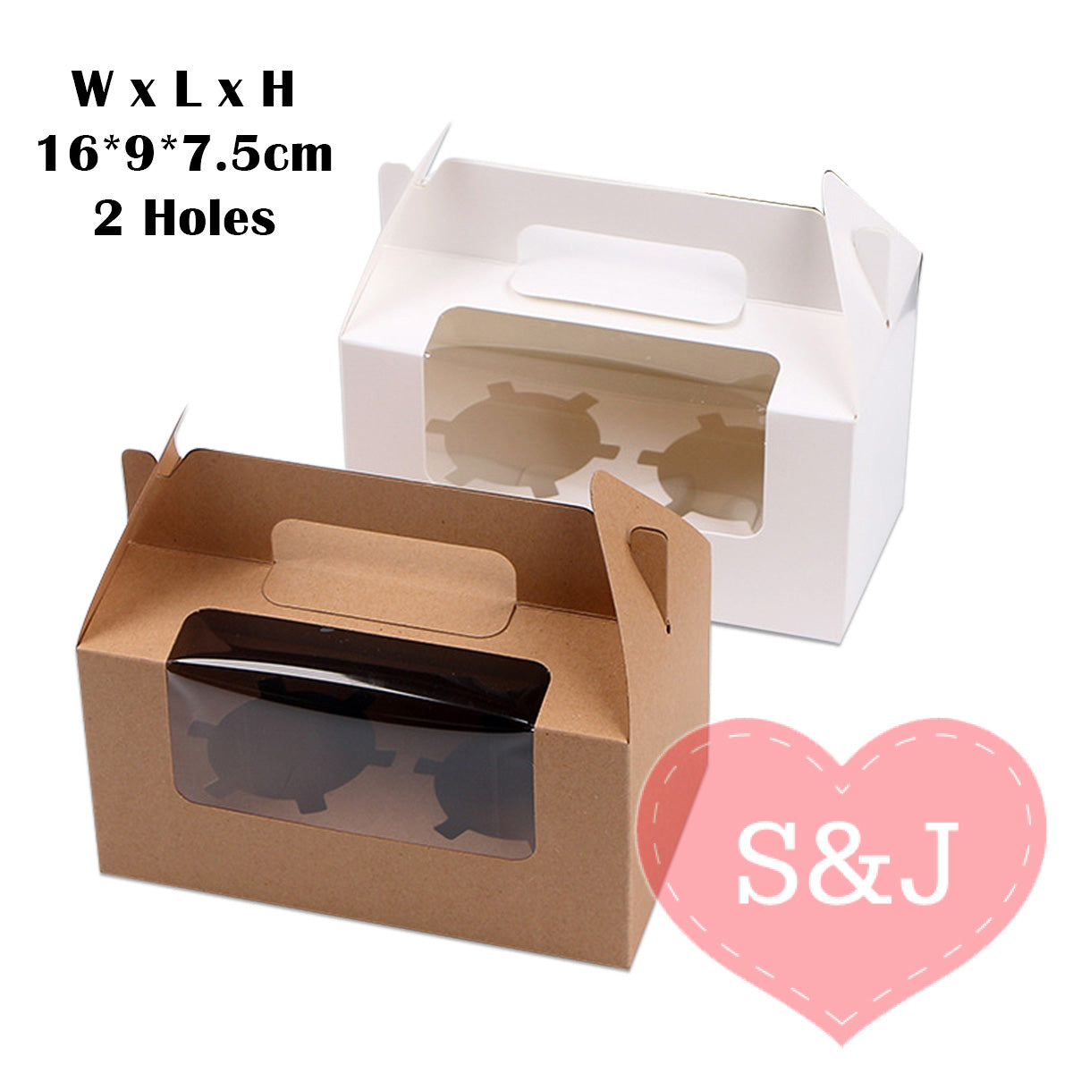 1/2/4/6 Holders Cupcake Box - White/Brown - Pack of 10