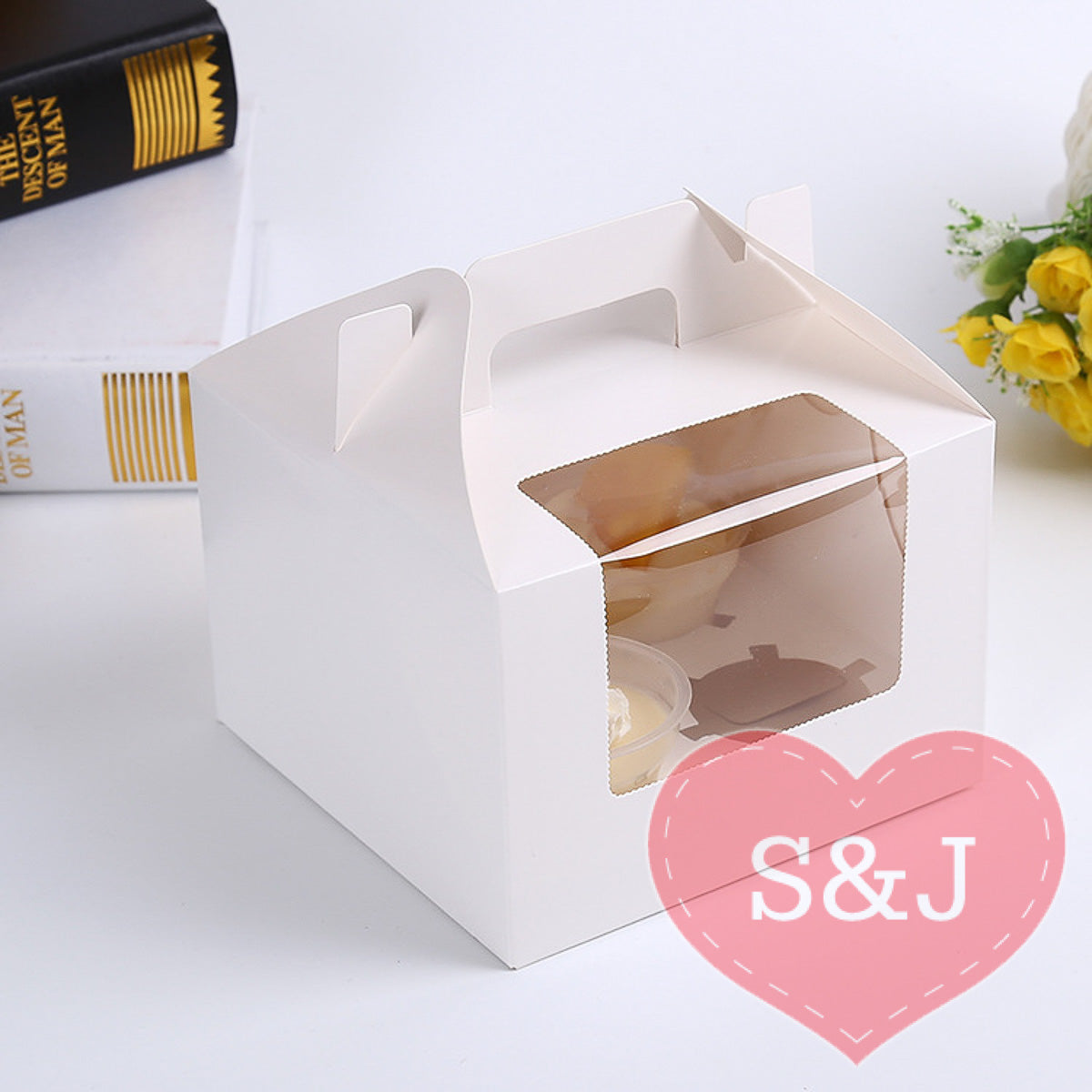 1/2/4/6 Holders Cupcake Box - White/Brown - Pack of 10