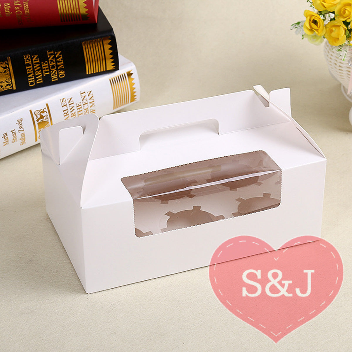 1/2/4/6 Holders Cupcake Box - White/Brown - Pack of 10