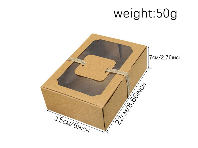 Cookie box - 22x15x7cm - White/Black/Kraft - Set of 12