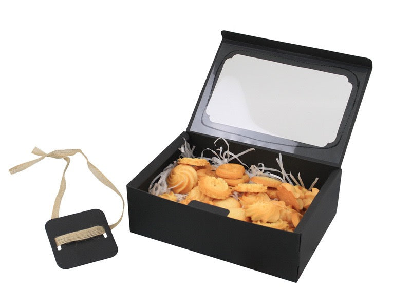 Cookie box - 22x15x7cm - White/Black/Kraft - Set of 12