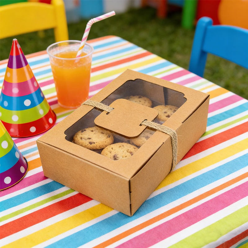 Cookie box - 22x15x7cm - White/Black/Kraft - Set of 12