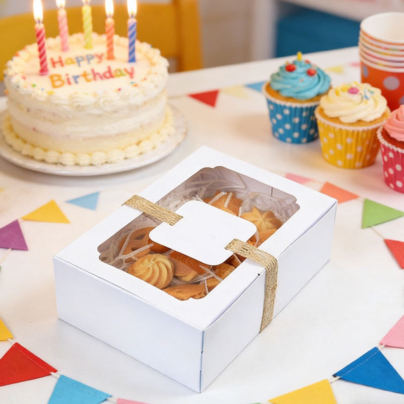 Cookie box - 22x15x7cm - White/Black/Kraft - Set of 12