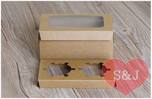 Kraft Cupcake Box - 2/4/6 Holes - Pack of 20